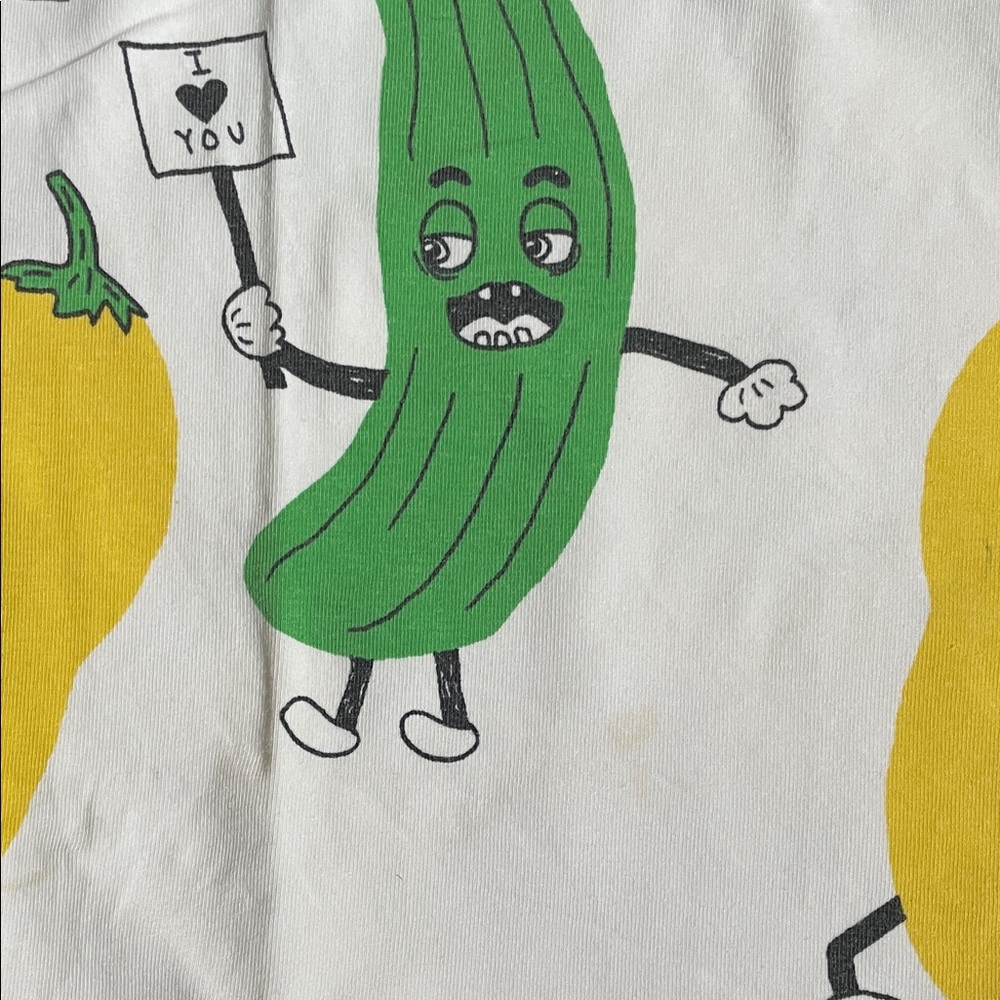 Mini Rodini White and Yellow Veggie Print T-Shirt - Picture 5 of 7